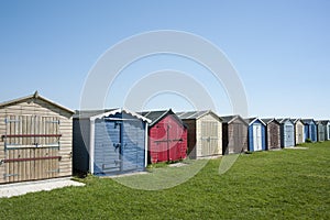 Beach Huts at Dovercourt, near Harwich, Essex, UK.