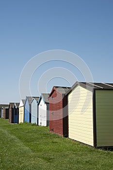 Beach Huts at Dovercourt, near Harwich, Essex, UK. photo