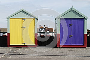 Beach huts at Hove. Brighton. Sussex. UK