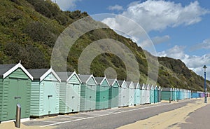 Beach huts on promenade, Bournemouth