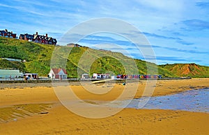 Beach huts at Saltburn on Sea, North Yorkshire, England