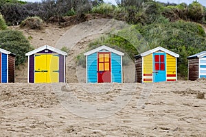 Beach huts on Saunton beach, UK