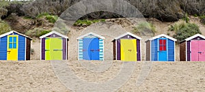 Beach huts on Saunton beach, UK
