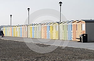 Beach huts at Seaford. East Sussex. UK