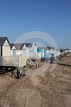 Beach huts at Thorpe Bay, Essex, England