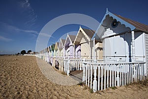 Beach Huts, West Mersea, Essex, England