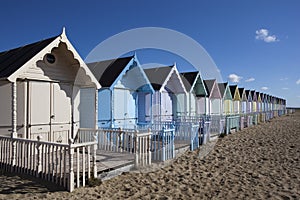 Beach Huts, West Mersea, Essex, England