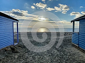 Between the beach huts at West Wittering