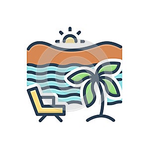 Color illustration icon for Beach, seaside and seashore photo