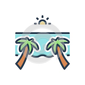 Color illustration icon for Beach, seaside and area photo