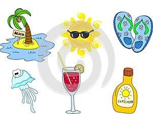 Beach icon set,vector