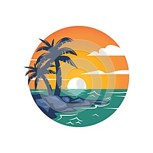 beach icon vector illustration concept design template