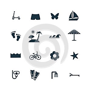 Beach icons set