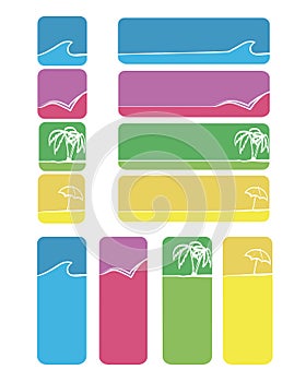 Beach icons and stiÃÂkers set