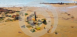 Beach idyll with stones and sand