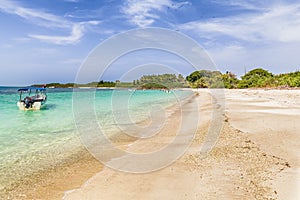 The beach at Iguana Island located on Pacific Ocean of the Azuero Peninsula coast near Pedasi in Panama photo