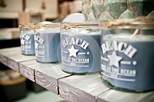 Beach inscription aroma candles