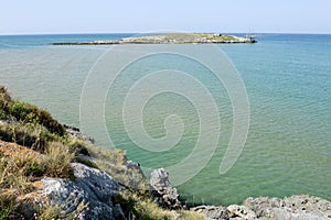 Beach and island on the coast of Torre Canne