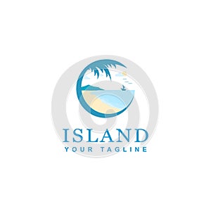 Beach and island logo design, vector design of circular beach icons