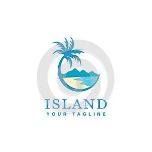 Beach and island logo design, vector design of circular beach icons