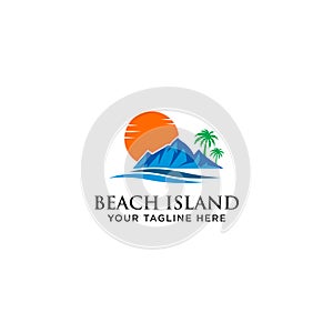 Beach And Island Logo Icon Design Template. - Vector