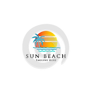 Beach And Island Logo Icon Design Template. - Vector