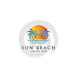 Beach And Island Logo Icon Design Template. - Vector