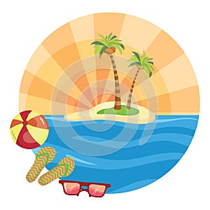 beach on the island. Vector illustration decorative design