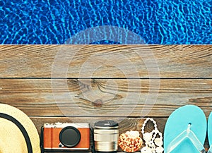 Beach items at pool
