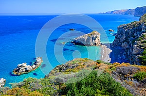 The beach of Kaladi during summer, Kithera island.