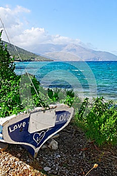 Boat on Kefalonia Beach photo