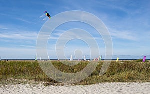 Beach with kites at Schiermonnikoog