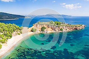 The beach Kokkinokastro of Alonissos from drone, Greece