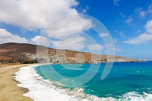 The beach Kolybithra in Tinos island, Greece