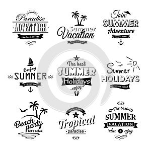 Beach labels set on white