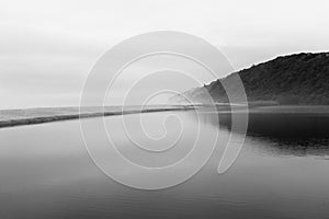 Beach Lagoon Black White Solitude