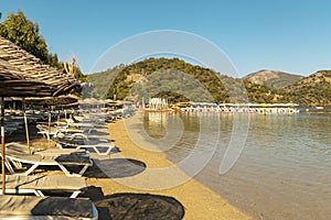 The beach in the lagoon of Oludeniz in the Fethiye area. Turkey