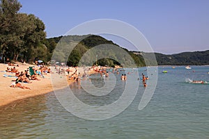 Beach of the lake Lac Du Chalain