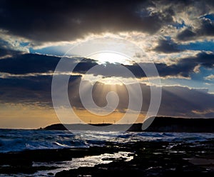 Beach landscape at sunrise