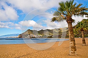 Beach las Teresitas with yellow sand. Canary Islands