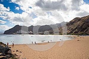 beach las Teresitas with yellow sand. Location: Santa Cruz de Tenerife, Tenerife, Canary Islands