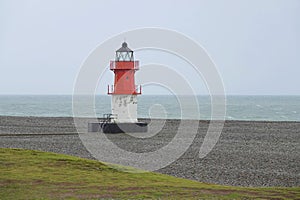 Beach lighthouse on Isle of Man