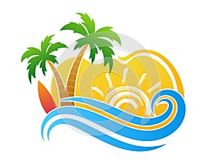 Beach logo, beach wave logo.