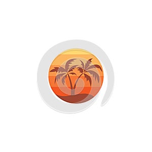 Beach logo with a palm tree vector icon