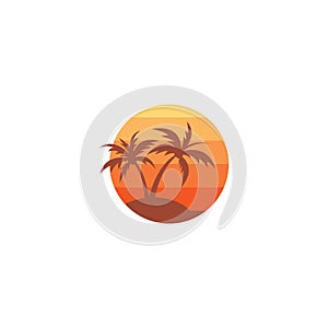 Beach logo with a palm tree vector icon