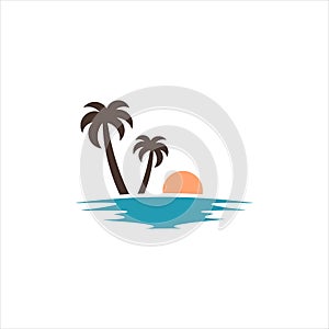 Beach logo vector design. summer, palm, holiday logo design