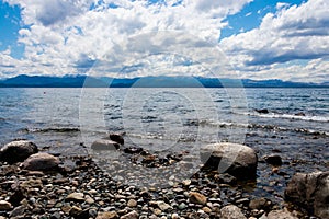 A beach with a lot of stones. Nahuel Huapi Lake