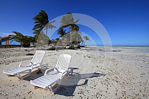 Beach loungers in Cayo Guillermo, Cuba