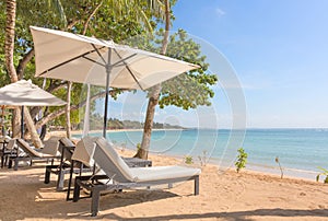 Beach loungers and parasol, Bali