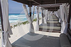 Beach Lounges in Cancun Mexico photo